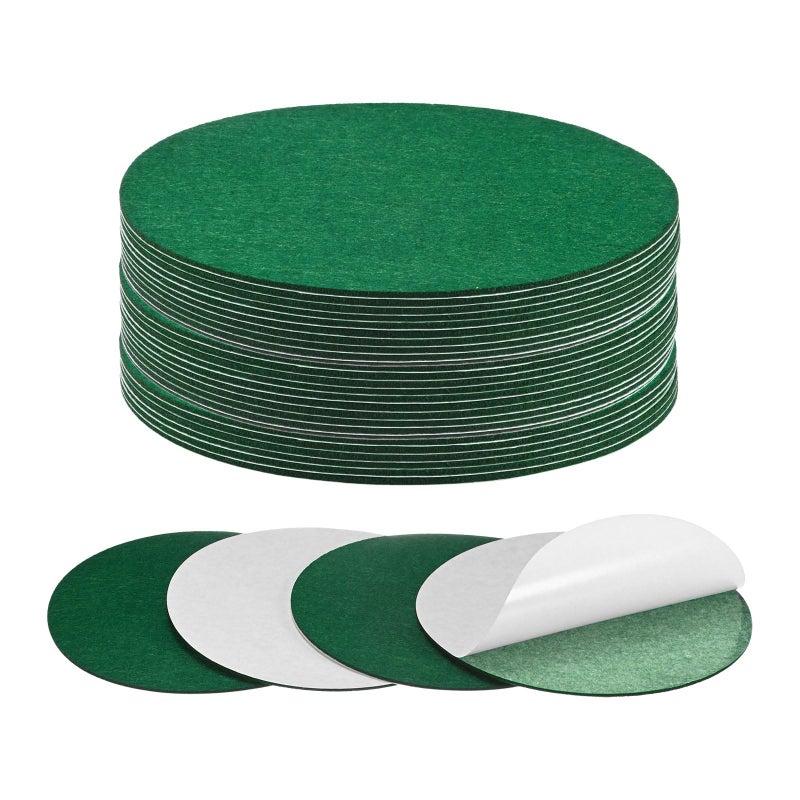 M METERXITY 30-Pack Lamp Base Felt, 7 Inch Dia. 2mm Thick Self Adhesive Round Fabric Felt Pads for Lamp/Furniture/DIY, Non-Slip Fiber Backed Patch Circles with Adhesive Backing [Green] - Image 1